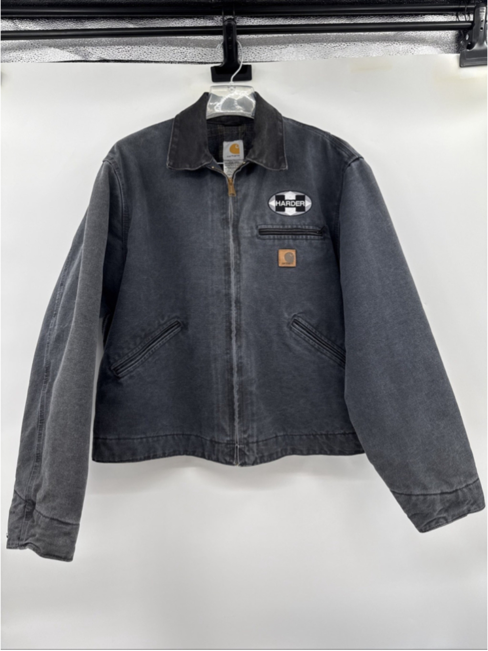 Vintage Carhartt J97 PTL Detroit Jacket Mens large Regular Petrol Blue Distress